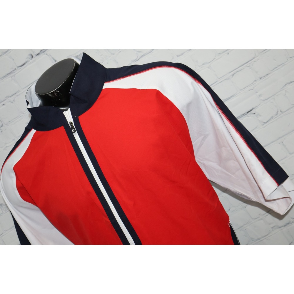 FootJoy Golf Jacket Mens 3XL Red White Blue Short Sleeve 1/2 Zip Windbreaker